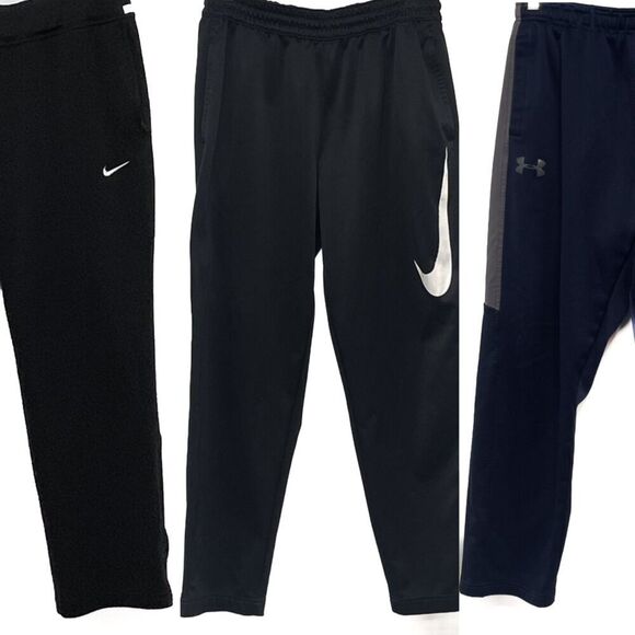 Nike Under Armour Men's Bundle Set of Workout Athletic Pants Sweatpants Large